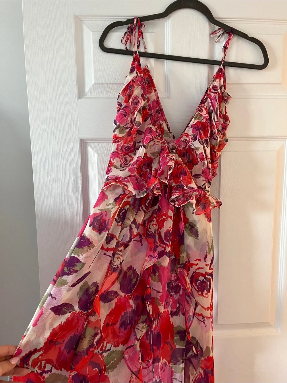 Misa Los Angeles Pink & Red Floral Tie-Shoulder Maxi Dress - Picture 6 of 8